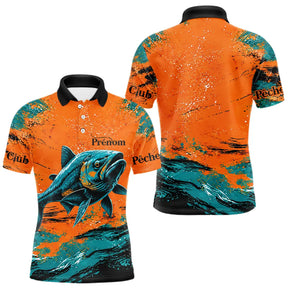 Maillot Pêche Personnalisé Orange Bleu - Club Homme - Polo Homme