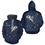 Maillot Pêche Personnalisé Squelette - Prénom Bleu Marine - Hoodie Homme
