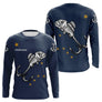 Maillot Pêche Personnalisé Squelette - Prénom Bleu Marine - Long Sleeves Homme