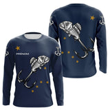 Maillot Pêche Personnalisé Squelette - Prénom Bleu Marine - Long Sleeves Homme