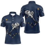 Maillot Pêche Personnalisé Squelette - Prénom Bleu Marine - Polo Homme