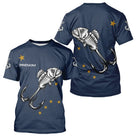 Maillot Pêche Personnalisé Squelette - Prénom Bleu Marine - T-Shirt Homme