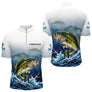 Maillot Pêche Prénom Personnalisable - Carnassier & Bass Bleu - Polo Zippé Homme