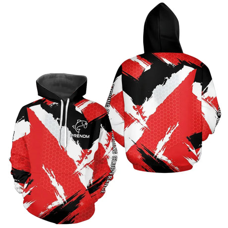 Maillot Pêche Rouge & Noir Personnalisé - Fishing Club - Hoodie Homme