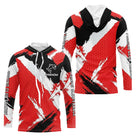 Maillot Pêche Rouge & Noir Personnalisé - Fishing Club - Long Sleeves Hoodie Homme