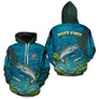 Maillot Pêche Saumon Bleu & Vert Anti UV - River Kings - Hoodie Homme