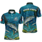 Maillot Pêche Saumon Bleu & Vert Anti UV - River Kings - Polo Homme