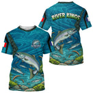 Maillot Pêche Saumon Bleu & Vert Anti UV - River Kings - Polo Zippé Homme