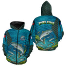 Maillot Pêche Saumon Bleu & Vert Anti UV - River Kings - Zippé Hoodie Homme