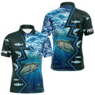 Maillot Pêche Saumon Personnalisé Bleu - Équipement Manches Longues - Polo Homme