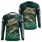 Maillot Pêche Sportive Vert Personnalisé Prénom - Sport Fishing - Long Sleeves Homme
