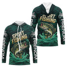 Maillot Pêche Sportive Vert Personnalisé Prénom - Sport Fishing - Long Sleeves Hoodie Homme