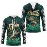 Maillot Pêche Sportive Vert Personnalisé Prénom - Sport Fishing - Long Sleeves Hoodie Homme
