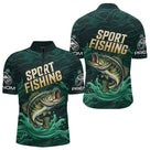Maillot Pêche Sportive Vert Personnalisé Prénom - Sport Fishing - Polo Zippé Homme