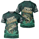 Maillot Pêche Sportive Vert Personnalisé Prénom - Sport Fishing - T-Shirt Homme