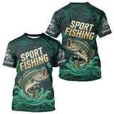 Maillot Pêche Sportive Vert Personnalisé Prénom - Sport Fishing - T-Shirt Homme