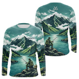 Maillot Pêche Vert Montagne Personnalisé - Homme Prénom- Long Sleeves Homme