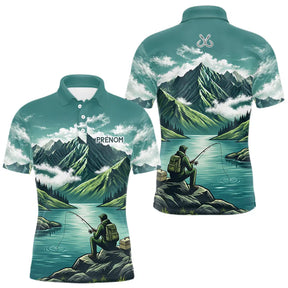 Maillot Pêche Vert Montagne Personnalisé - Homme Prénom- Polo Homme