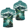 Maillot Pêche Vert Montagne Personnalisé - Homme Prénom- Polo Zippé Homme