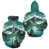 Maillot Pêche Vert Montagne Personnalisé - Homme Prénom- Zippé Hoodie Homme