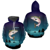Maillot Pêche de France Truite Personnalisé - Bleu Et Noir - Hoodie Homme