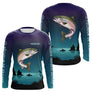 Maillot Pêche de France Truite Personnalisé - Bleu Et Noir - Long Sleeves Homme