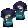 Maillot Pêche de France Truite Personnalisé - Bleu Et Noir - Polo Zippé Homme