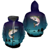Maillot Pêche de France Truite Personnalisé - Bleu Et Noir - Zippé Hoodie Homme