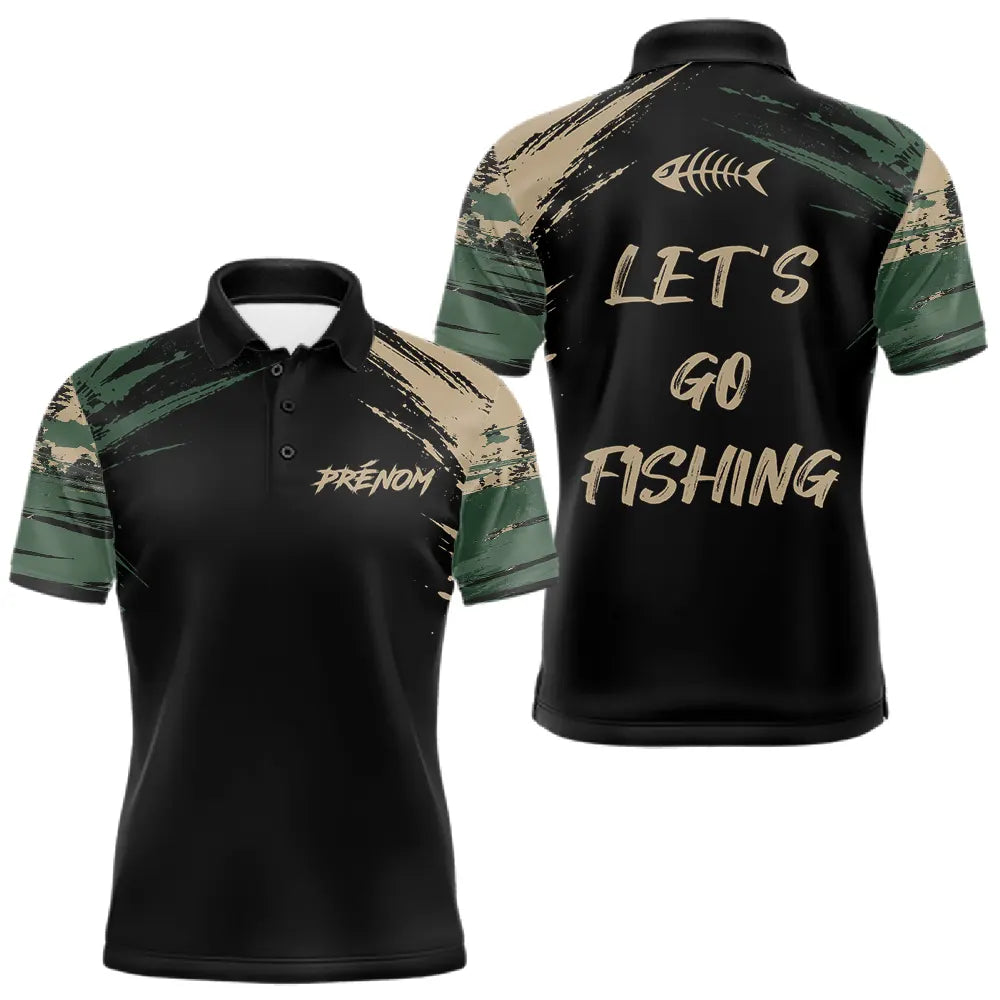 Maillot Pêcheur Camouflage Kaki - Homme Personnalisé - Polo Homme
