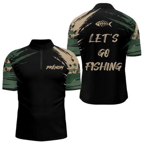 Maillot Pêcheur Camouflage Kaki - Homme Personnalisé - Polo Zippé Homme