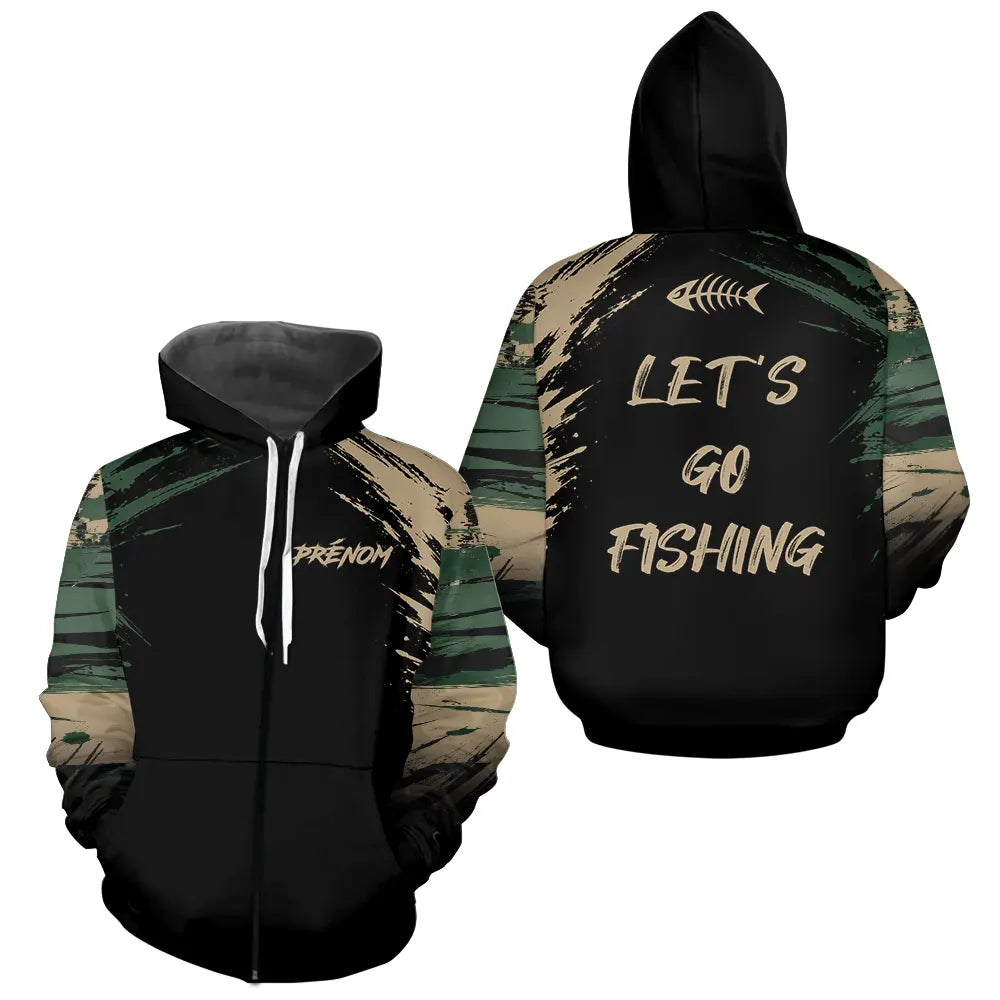 Maillot Pêcheur Camouflage Kaki - Homme Personnalisé - Zippé Hoodie Homme