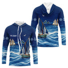 Maillot Pêcheur En Mer Personnalisé - Bleu Marine Nom - Long Sleeves Hoodie Homme
