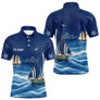 Maillot Pêcheur En Mer Personnalisé - Bleu Marine Nom - Polo Homme