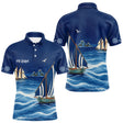 Maillot Pêcheur En Mer Personnalisé - Bleu Marine Nom - Polo Homme