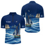 Maillot Pêcheur En Mer Personnalisé - Bleu Marine Nom - Polo Zippé Homme