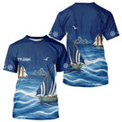 Maillot Pêcheur En Mer Personnalisé - Bleu Marine Nom - T-Shirt Homme