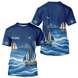 Maillot Pêcheur En Mer Personnalisé - Bleu Marine Nom - T-Shirt Homme