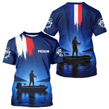 Maillot Pêcheur Personnalisé Bleu - Silhouette Barque France - T-Shirt Homme