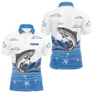 Maillot Pêcheur Truite Cadeau Personnalisé - Bleu Et Blanc - Polo Homme