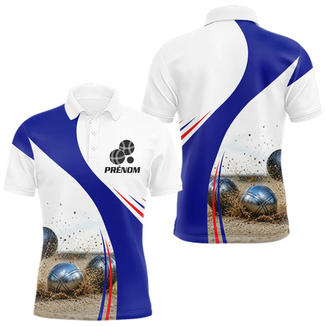 Maillot Pétanque Club & Prénom - Personnalisé Drapeau Français - Polo Homme