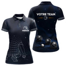 Maillot Pétanque Galaxie - Personnalisé Équipe Bleu - Polo Femme