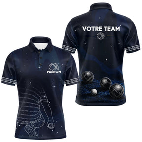 Maillot Pétanque Galaxie - Personnalisé Équipe Bleu - Polo Homme