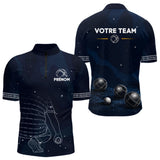 Maillot Pétanque Galaxie - Personnalisé Équipe Bleu - Polo Zippé Homme
