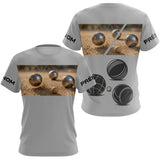 Maillot Pétanque Personnalisé - Bouliste Gris Imprimé - T-Shirt Femme