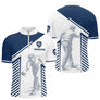 Maillot Pétanque Personnalisé - Bouliste Rayé Bleu & Blanc - Polo Zippé Homme