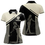Maillot Pétanque Personnalisé - Bouliste Rayé Noir & Beige - Polo Femme