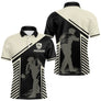 Maillot Pétanque Personnalisé - Bouliste Rayé Noir & Beige - Polo Homme