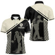 Maillot Pétanque Personnalisé - Bouliste Rayé Noir & Beige - Polo Homme