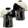 Maillot Pétanque Personnalisé - Bouliste Rayé Noir & Beige - Polo Zippé Homme