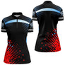 Maillot Pétanque Personnalisé Prénom - Style Noir Bleu Rouge - Polo Zippé Femme